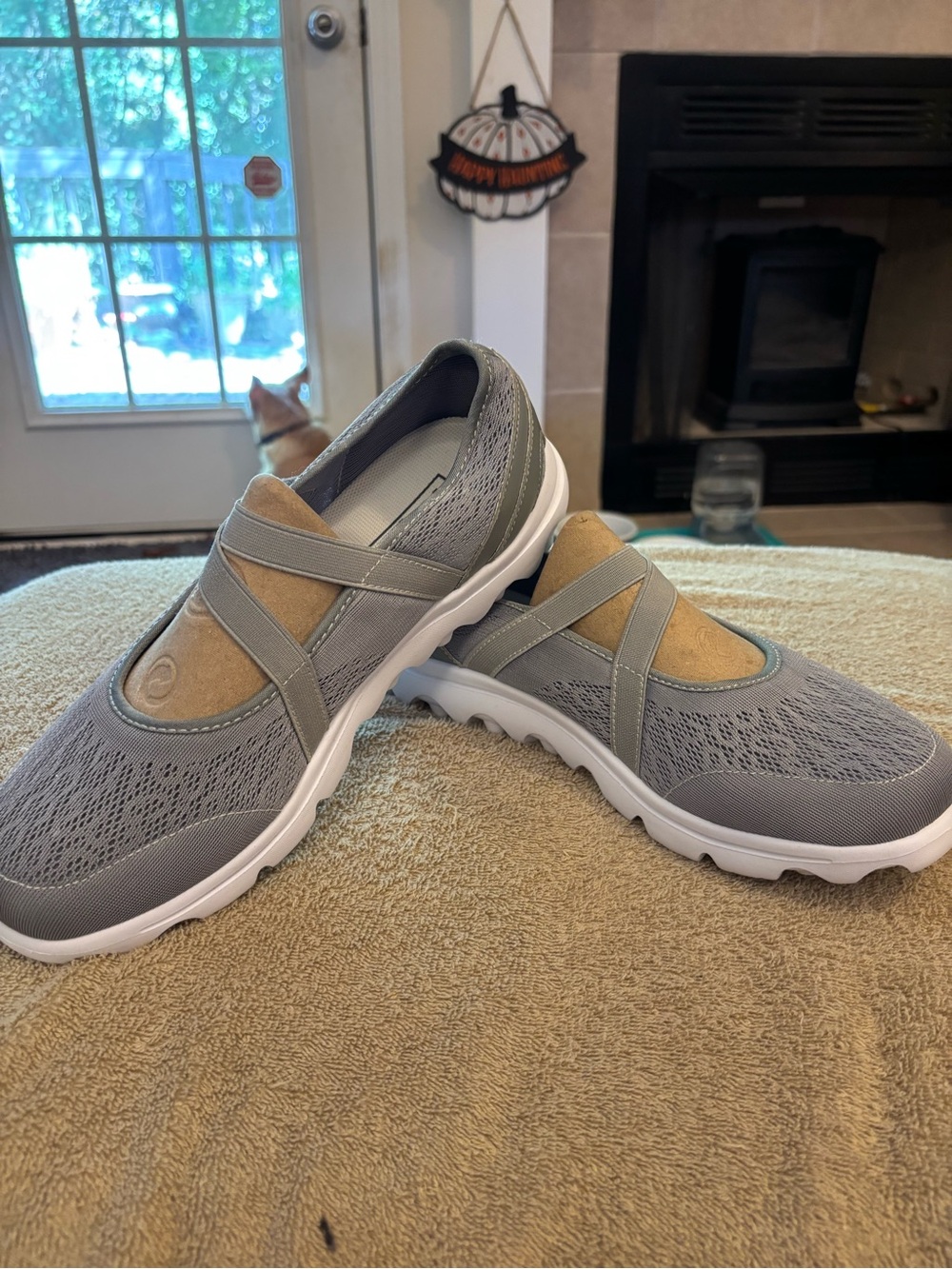 Propet Gray Slip-On Mesh Mary Jane Walking Shoes - Comfort Fit Sz 9.5W